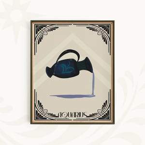 Aquarius Rising Art Nouveau Print: Zodiac Astrology (Digital Download)