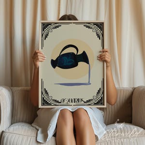 Aquarius Art Nouveau Print: Zodiac Astrology Poster (Digital Download