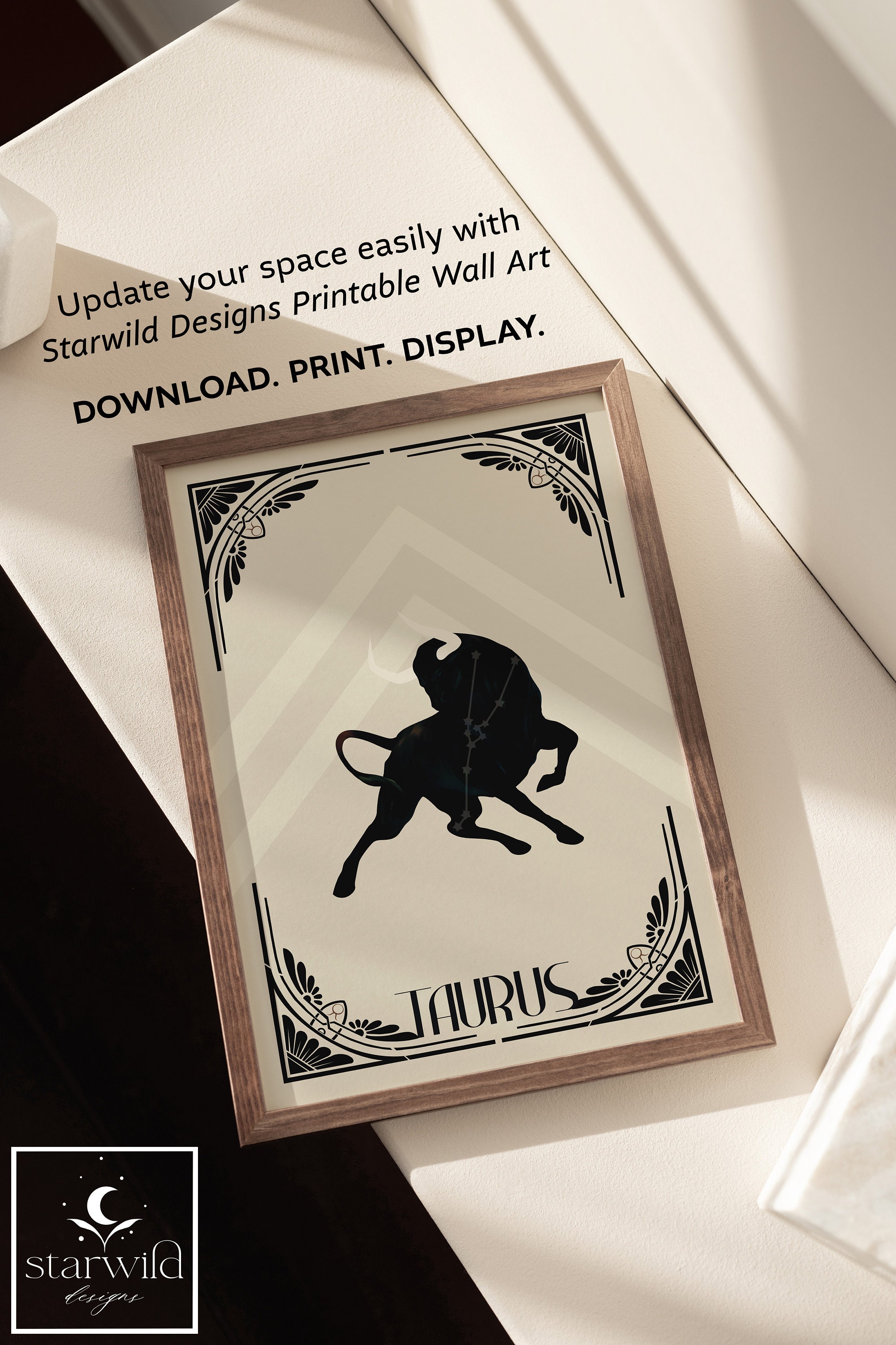 Taurus Rising Art Nouveau Zodiac Digital Download Astrology Zodiac Wall ...