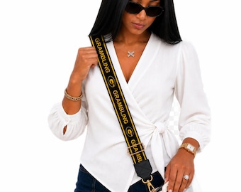 Black Grambling G Crossbody Purse Strap | Grambling State Inspired Adjustable Bag Strap