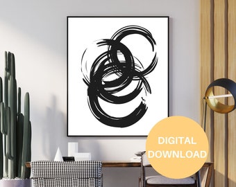 Circle brush art, enso circle, enso circle wall art, Japanese art, Japanese wall art, minimalist wall art, minimalist art, printable art