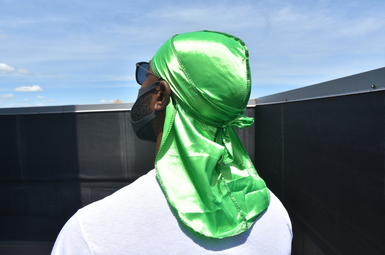 Satin Silk Durag Premium Bundle Set Pack 360 Wave Cap Unisex Long Tail
