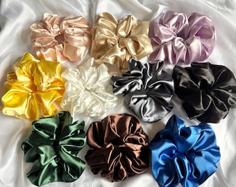 Extra Large Satin Scrunchie| BUNDLE OF THREE/color of your choice|Gift Set Hair Accessories| Solid Color Satin Scrunchies | Silk Scrunchies|