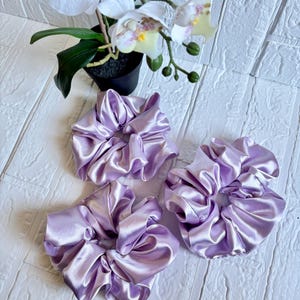 Extra Large Satin Scrunchie| Gift Set Hair Accessories| Purple Solid Color Satin Scrunchies | Silk Scrunchies| Party Favor Ideas| Bridesmaid