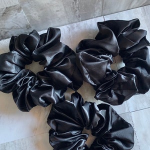 Extra Large Satin Scrunchie| Gift Set Hair Accessories| BLACK Solid Color Silk Scrunchies | Silk Scrunchies| Party Favor Ideas| Bridesmade