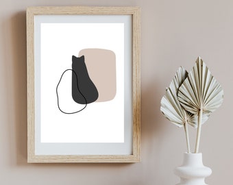 Abstract Black Cat Art Print, Modern Cat Art, Minimalist Cat Art, Digital Cat Art, Printable Cat Art, wall décor, Cat Lovers, wall art print