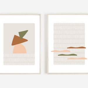Boho Print Set of 2, Abstract Beige Wall Art, Instant Download, Minimalist Wall Decor, Printable Boho Wall Decor, Digital Download