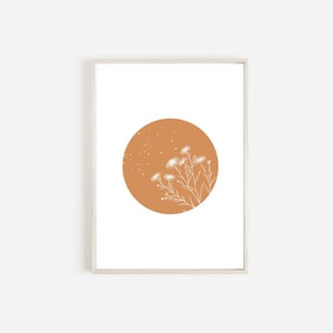 Orange Flower Print, Instant Download, Wall Decor, Botanical Print Download, Flowers Digital Wall Art, Downloadable Print