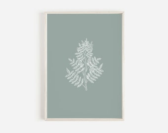 Licorice Herb Botanical Print, Green Minimalist Wall Art (Digital Download)