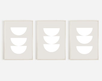 Neutral Beige Abstract Print Set, Minimalist Boho Decor (Digital Download)