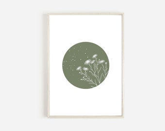 Green Botanical Print, Floral Home Decor (Digital Download)