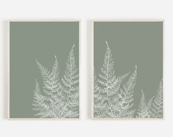 Green Fern Print, Digital Download, Fern Leaves Wall Art, Printable Botanical Decor, Instant Download