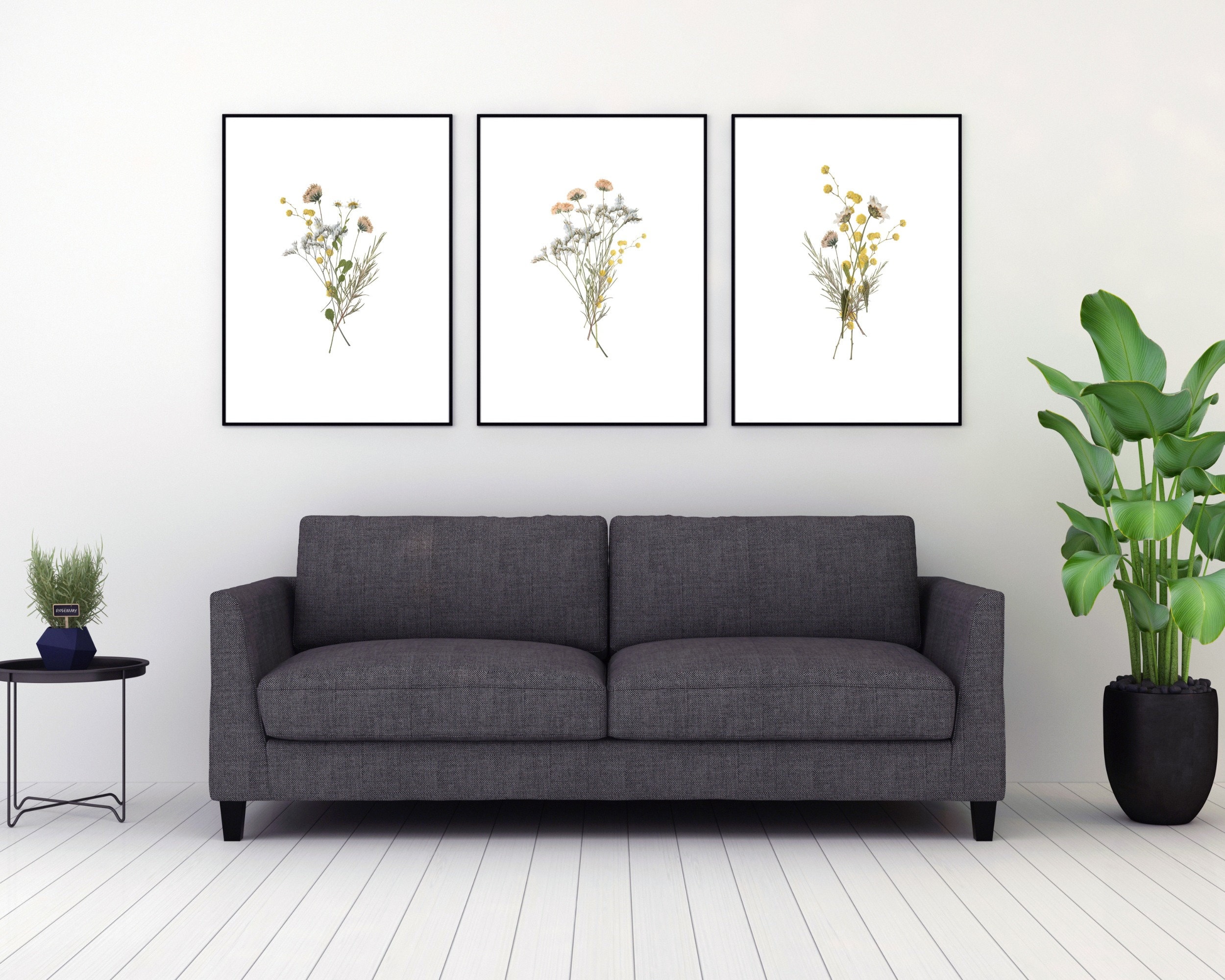 Wildflower Prints, Botanical Print Set of 3, Instant Download, Floral ...