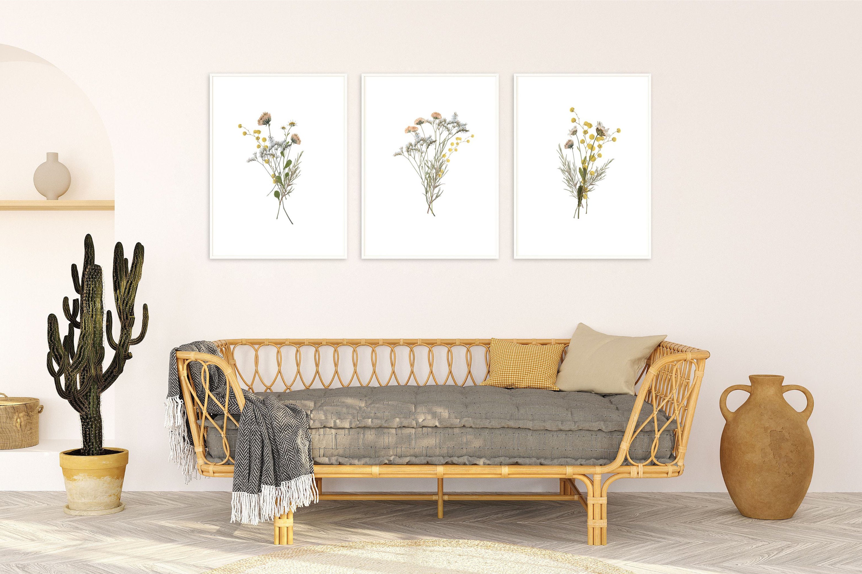 Wildflower Prints, Botanical Print Set of 3, Instant Download, Floral ...