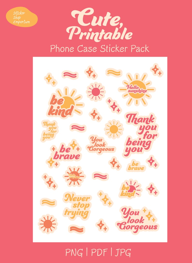 Cute Printable Phone Case Sticker Pack Small Stickers for Phone Case
