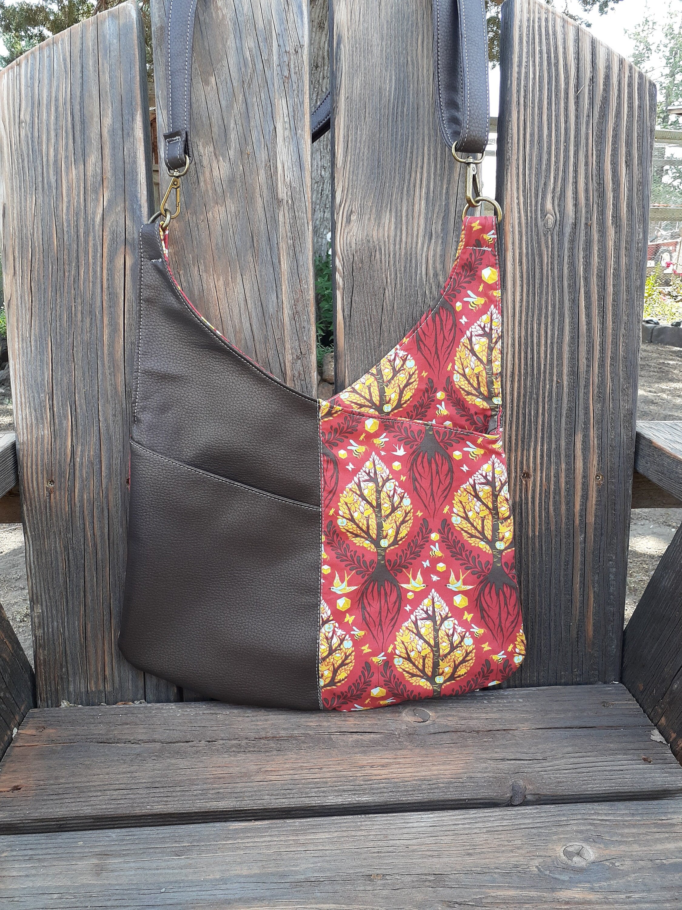 Boho purse, Mail sack style crossbody bag, Crossbody bag with fall colors, Roomy purse