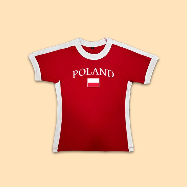 Poland Womens Blokette Y2K Baby Tee Jersey Shirt