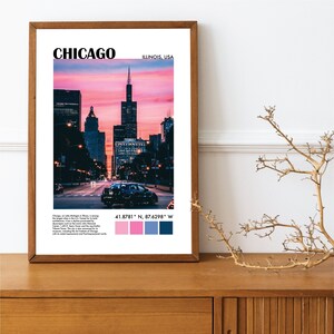 Chicago Wall Art Print, City Wall art, Chicago art print, art print, poster, sunset print, chicago poster, art, 4x5, 2x3, 3x4, 5x7, 11x14.