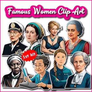 Donne famose importanti nella storia / Donne famose Clip Art, adesivi / Arte murale