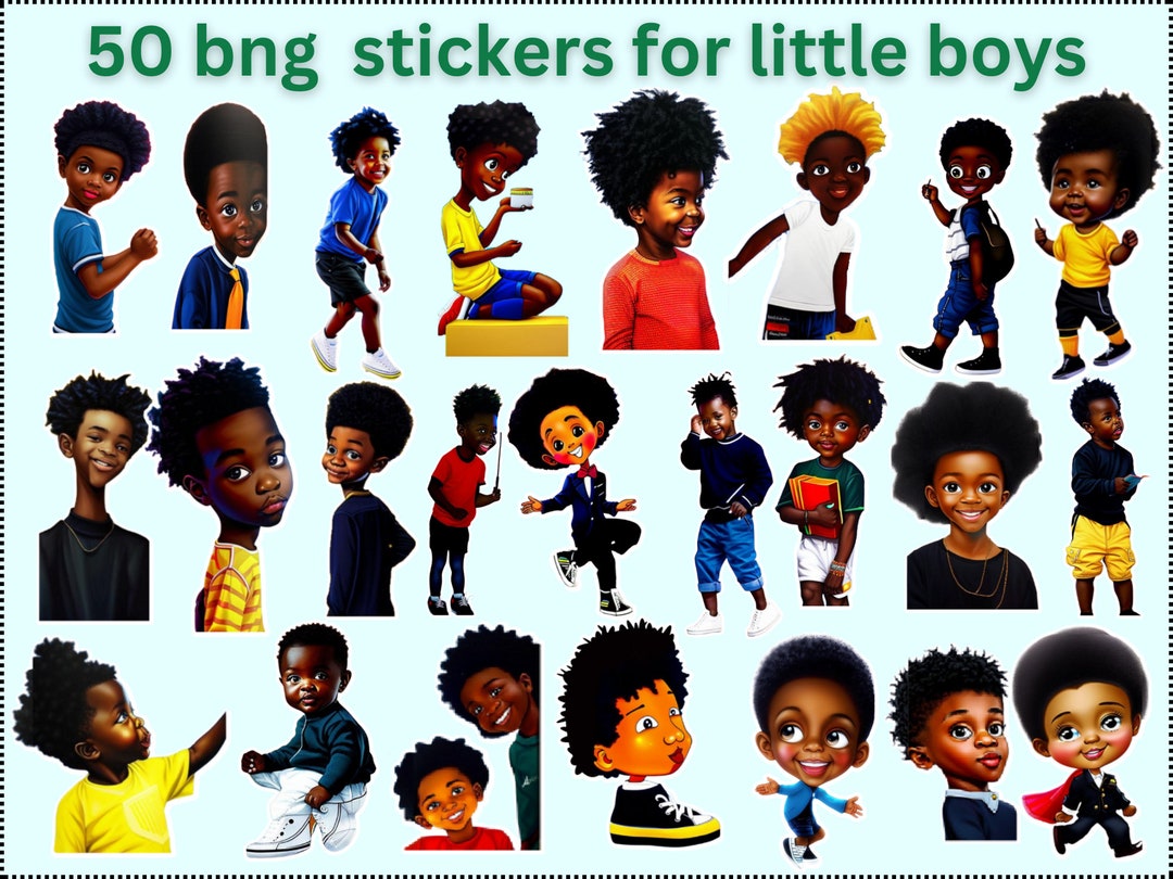 Cute Little Black Boys Stickers Black History Monthafrican Etsy