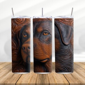 3D Rottweiler Tooled Leather Tumbler Sublimation Design 20oz Skinny Tapered & Straight Seamless-Template tumbler png