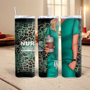 Leopard Skinny Print Nutrition Facts-Nurse Wrap Design For Straight & tapered Tumbler-Nurse Life20oz tumbler Sublimation design download