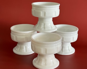 Vintage Milk Glass Planters, Geometric Roman Chalice cups, 1960&#39;s Randall Glass Company milkglass dishes
