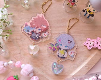 Kingdom Hearts - Sora & Riku Dream Drop Distance Keychain with Heart Charm