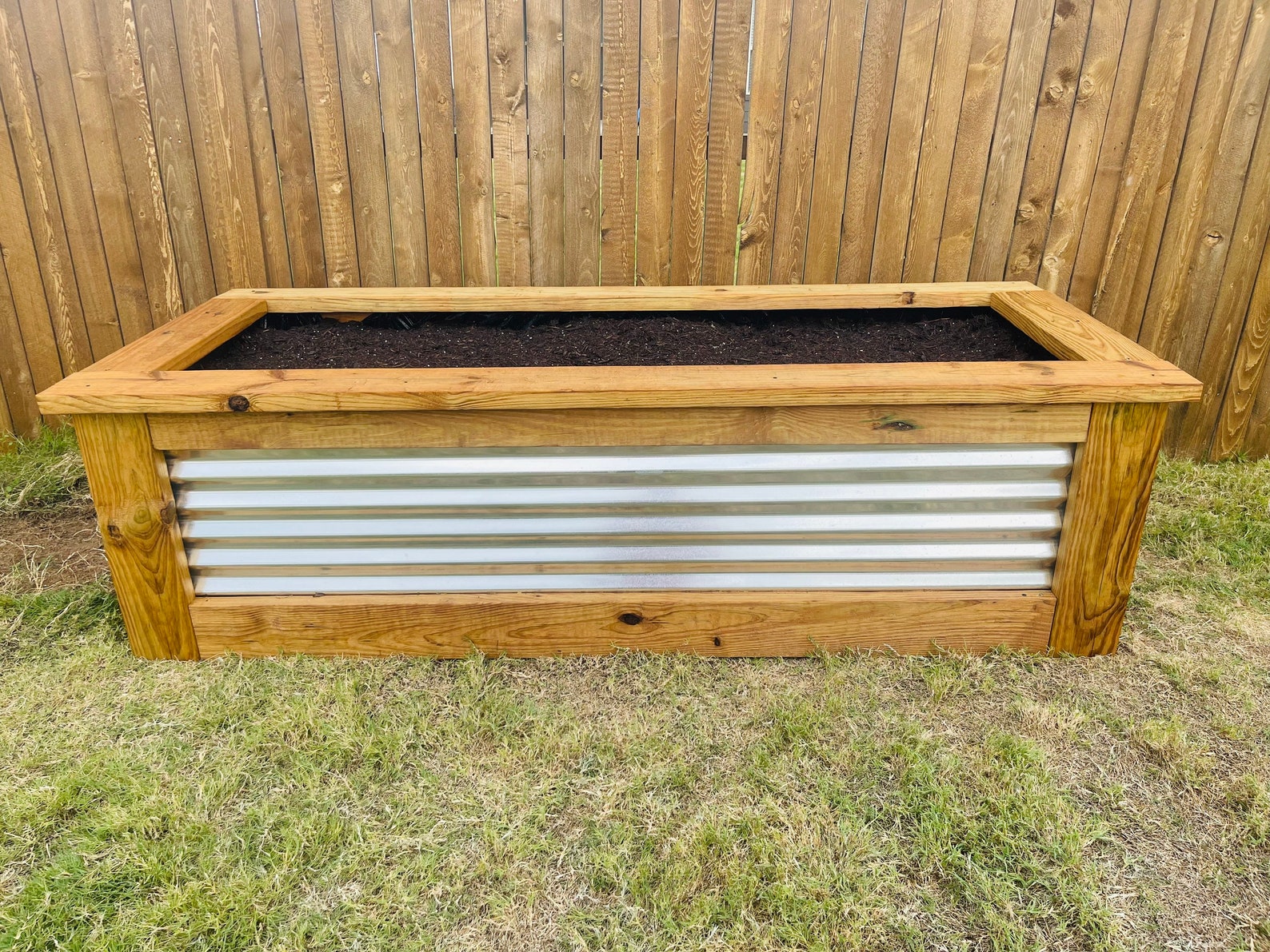 Raised Garden Beds W/ Corrugated Metal Accents on All Sides Measuring 3