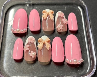 Uñas acrílicas reutilizables hechas a mano, tamaño mediano, ¡OOAK#23!