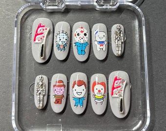 Maat medium Bubble Killers handgemaakte herbruikbare acrylpers op nagels! luxe herbruikbare pers op nagels! OOAK#6