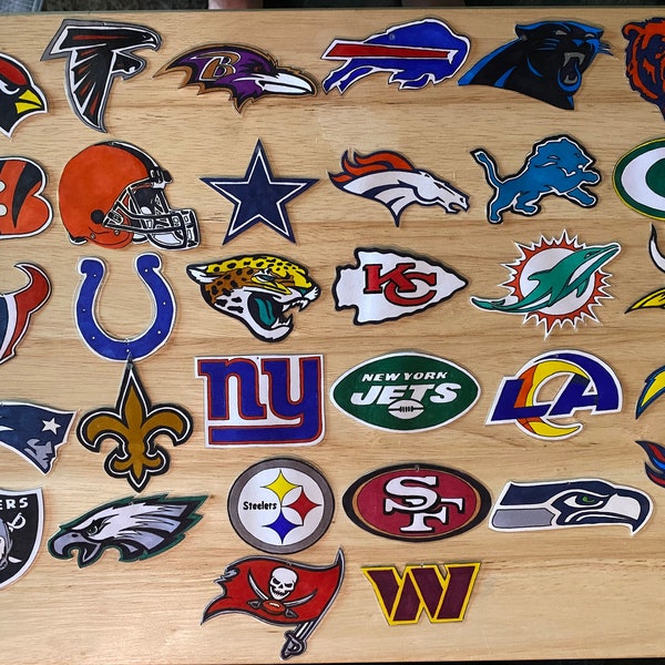 Hand drawn and colored NFL Logos: choice of magnets or laminated