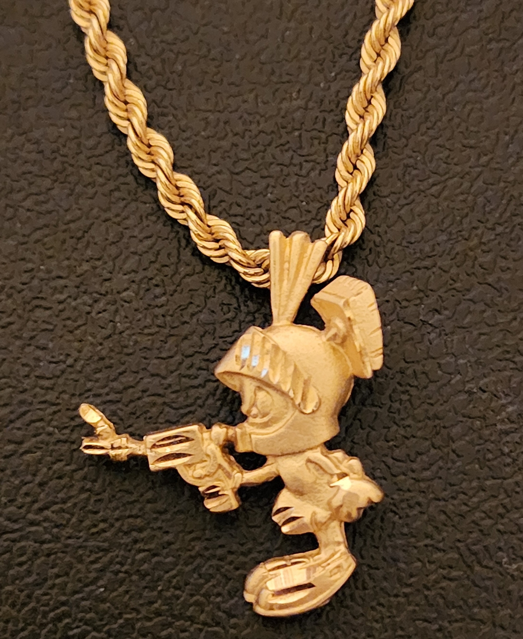 RARE Marvin the Martian 14K GOLD Charm and Rope Chain Necklace Etsy