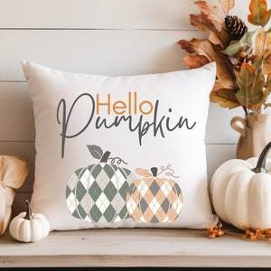 Hello Pumpkin Pillow | Fall Decor | Fall Pillow Cover | Autumn Pillow Cover | Autumn Decor | Farmhouse Decor | Farmhouse Pillow