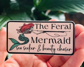 Feral Mermaid Sticker, Spearfishing Decal, Waterproof