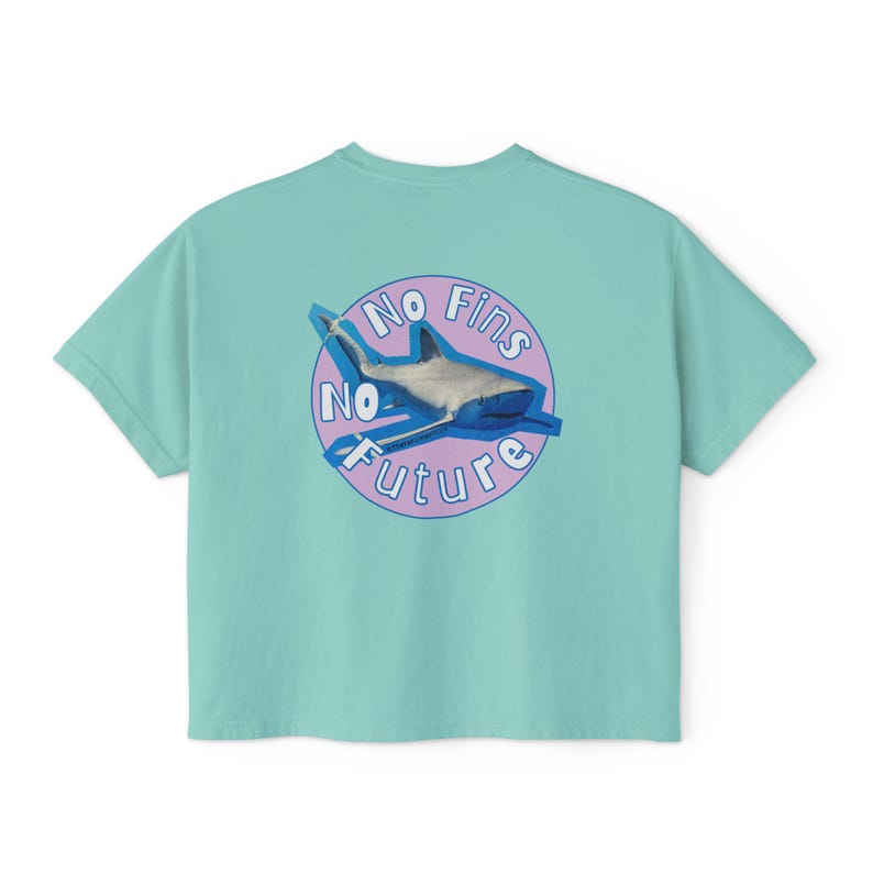 No Fins No Future Women's Boxy Tee, Shark conservation shirt, stop shark finning Top, save sharks, Shark Gift for Her, Relaxed Fit Tee image 4