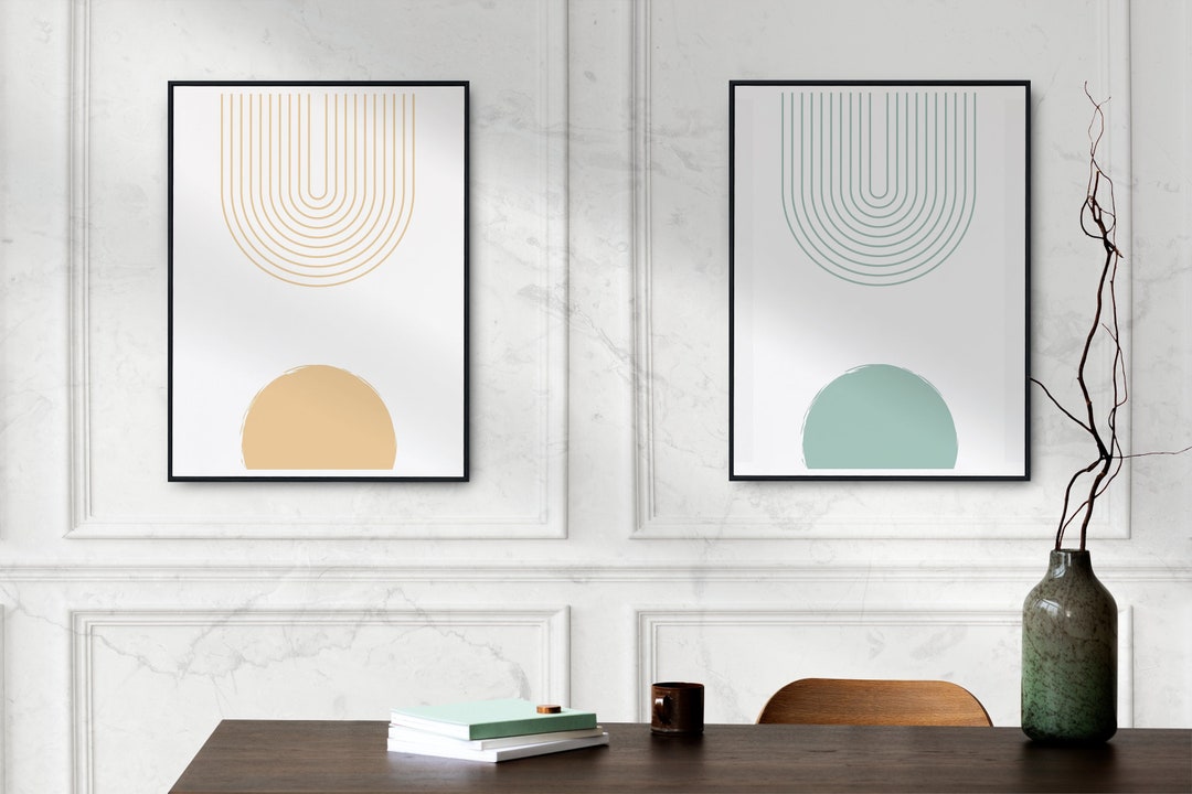 Colourful Cute Digital Pink Pastel Boho Abstract Print Wall Art ...