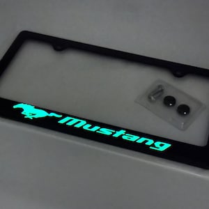 Glowing Mustang License Plate Frame tag Cover Carbon Fiber