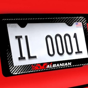 Albanien / Kosova Adler Flagge Premium 100% Carbon Fiber Nummernschild Rahmen Tag Abdeckung albischer Adler