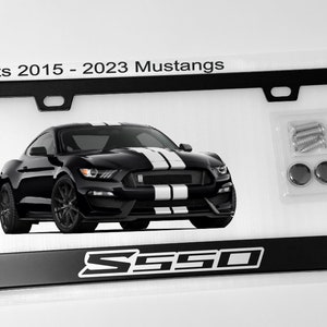 S550 License Plate Frame Black Metal Fits 15-23 Mustang Ecoboost, GT, Shelby GT350, GT500, Roush, Saleen