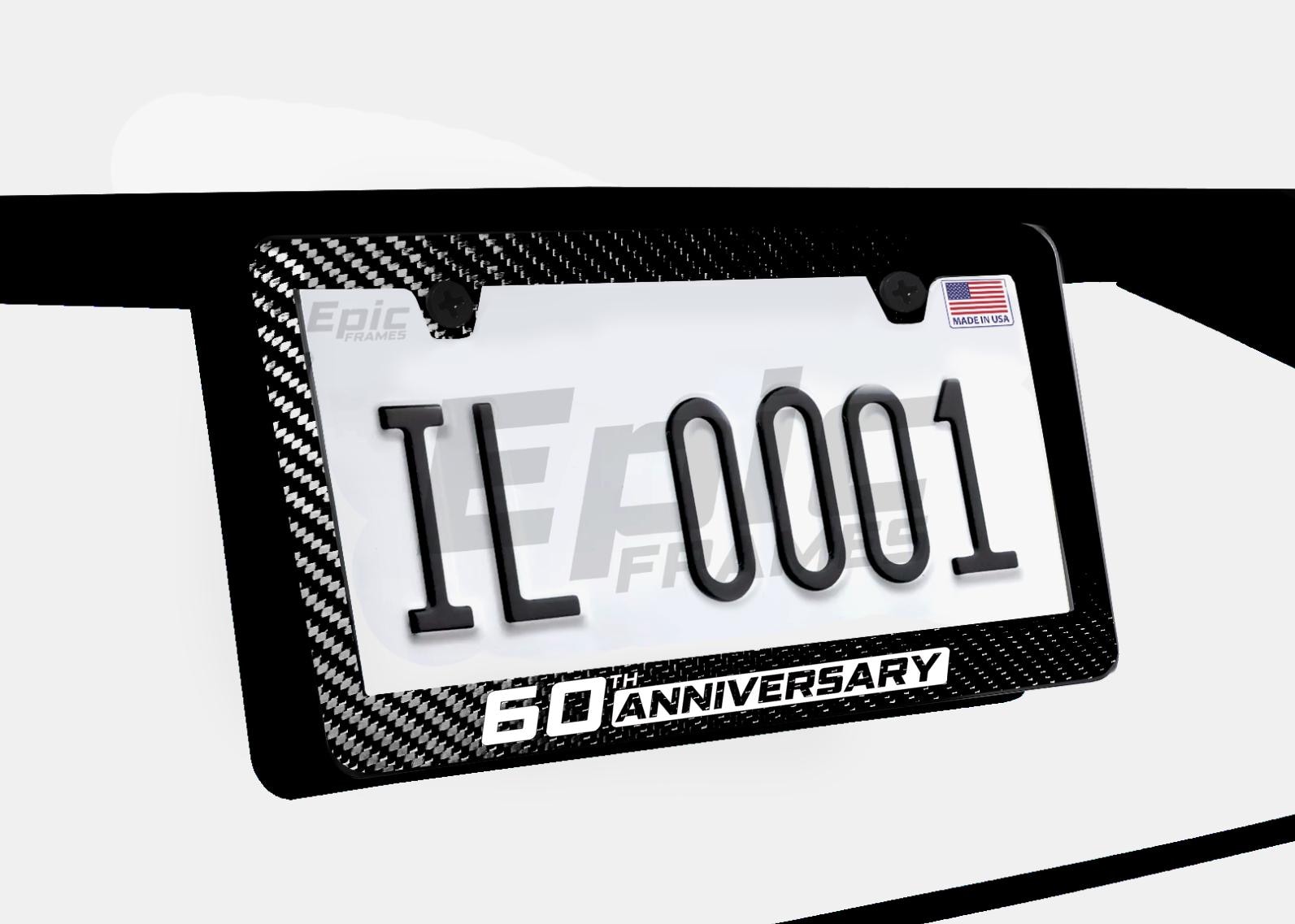 60周年記念ナンバープレートフレーム 100% 本物のカーボンファイバー 