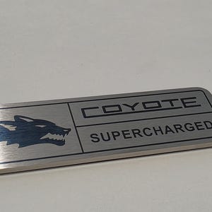 Sueprcharged Coyote 5.0 Badge 2015-2023 Mustang & GT Console Dash Emblem 3 5/8&quot; Silver
