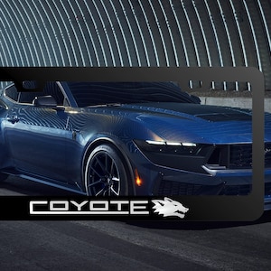 Reflective Mustang Coyote Badge Black Stainless Steel License Plate Frame Tag Cover Ford Mustang 5.0 GT