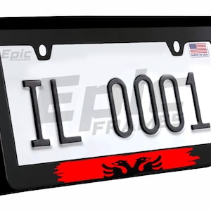 albanische Adler-Flaggen-Nummern-Platten-Rahmen-Premium-Schwarz-Metall