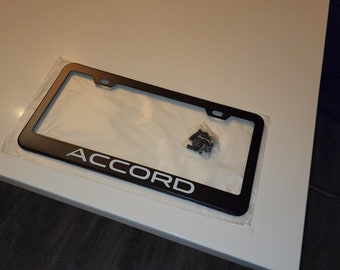Honda Logo Black Stainless Steel License Plate Frame - Rear, New
