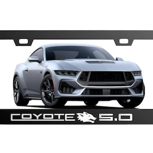 Reflective Coyote Mustang Badge Stainless Steel License Plate Frame Ford 5.0 GT