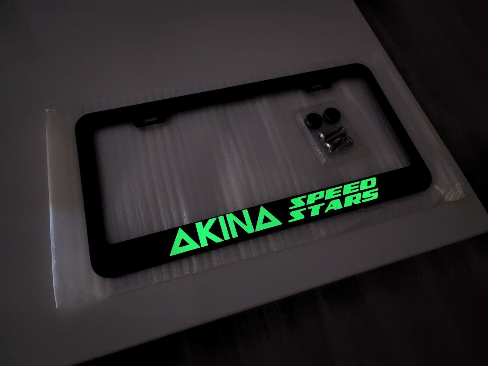 Glowing AKINA SPEED STARS kanji fukiwara jdm tofu shop License Plate Frame
