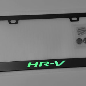Moldura de placa GLOWING HR-V em aço inoxidável preto com parafusos e tampa