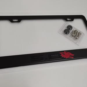 Black on Black Coyote 5.0 Mustang GT License Plate Frame Black Premium Metal