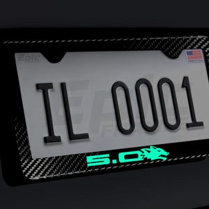 Glowing Coyote 5.0 Mustang GT Carbon Fiber License Plate Frame
